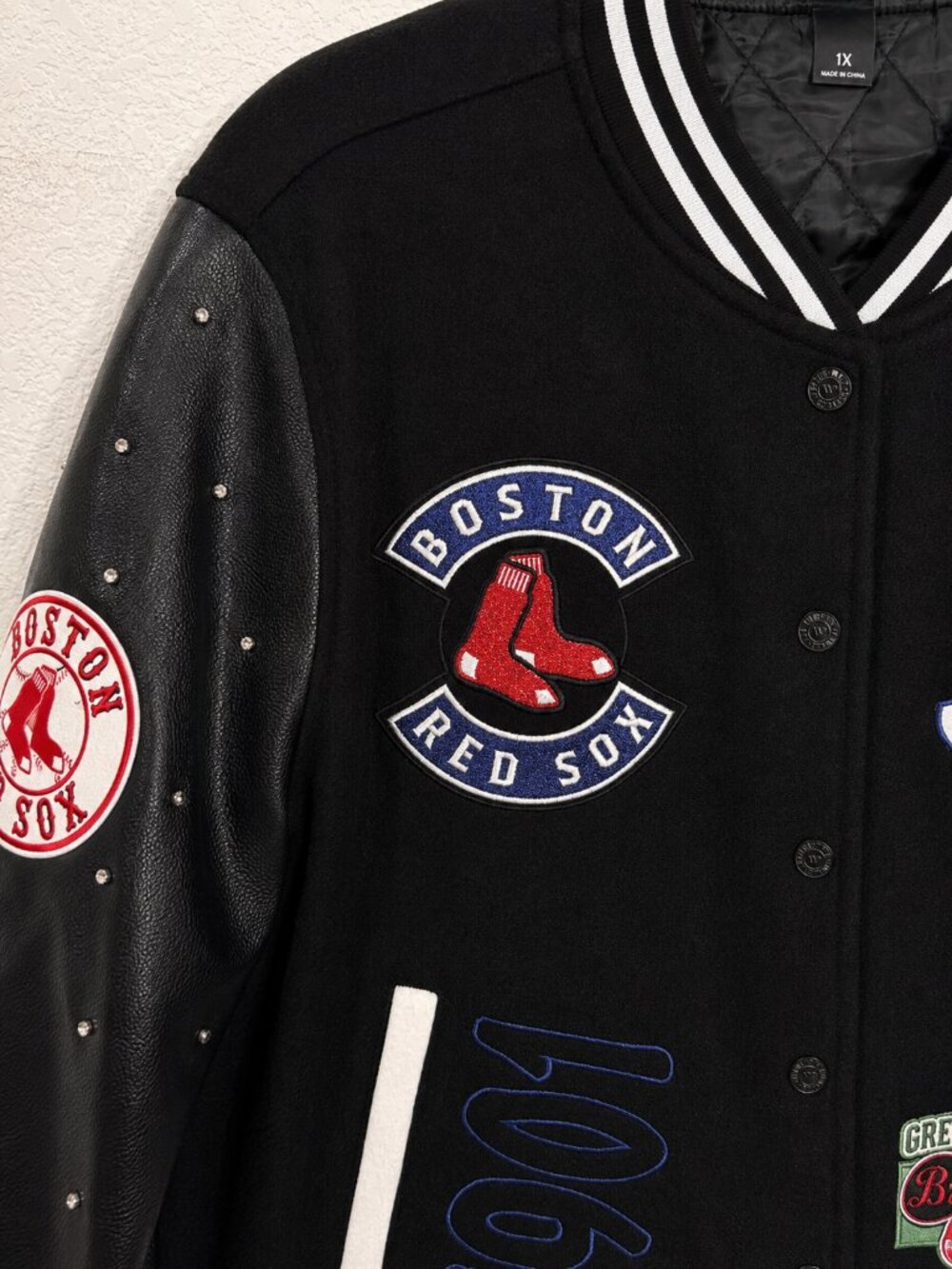 Wild Collective x Anthropologie Boston Red Sox Varsity Jacket 1X Rare Studded - Picture 4 of 6